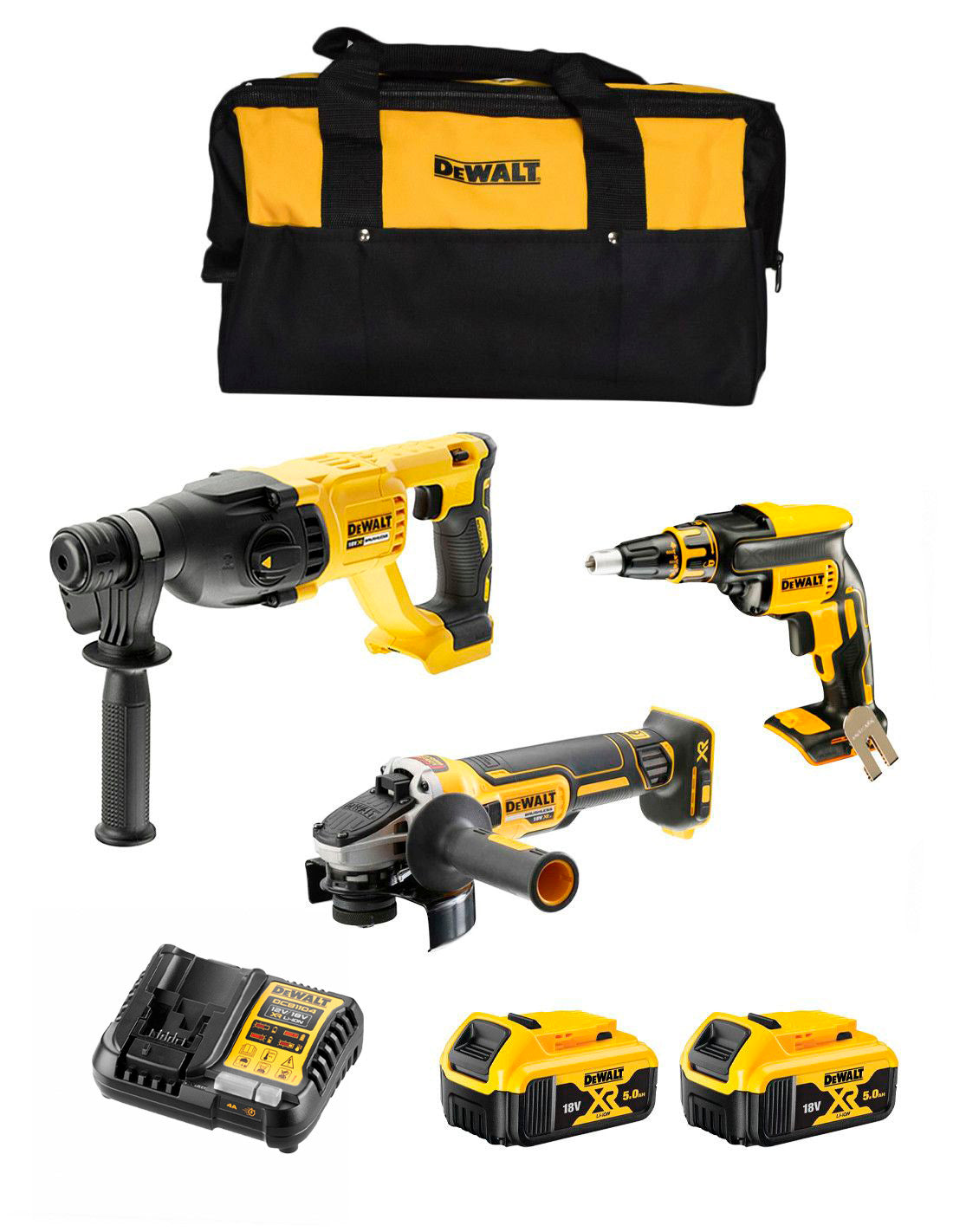 Kit per cartongesso 3 utensili + 2bat 5Ah + caricabatterie Dewalt DCK304P2 XR