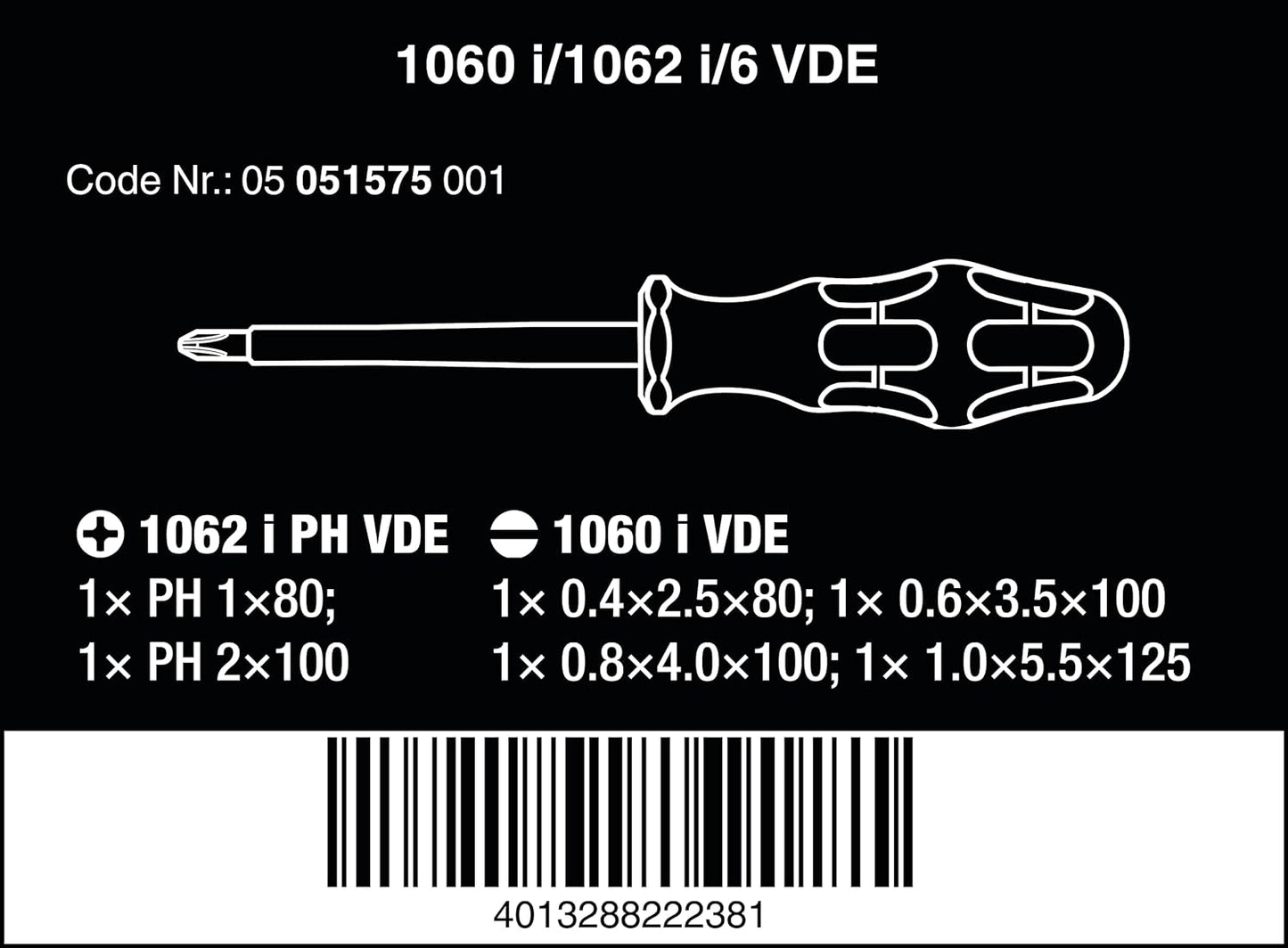 Set di cacciaviti Kraftform VDE 6 pezzi Wera 1060 i/1062 i/6