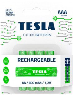 Blister 4 pilas Recargables Tesla AAA GREEN+ HR03
