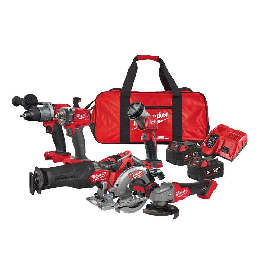 Powerpack 6 utensili + 2bat 5,0Ah + caricabatterie + borsa Milwaukee M18 FPP6L2-502B
