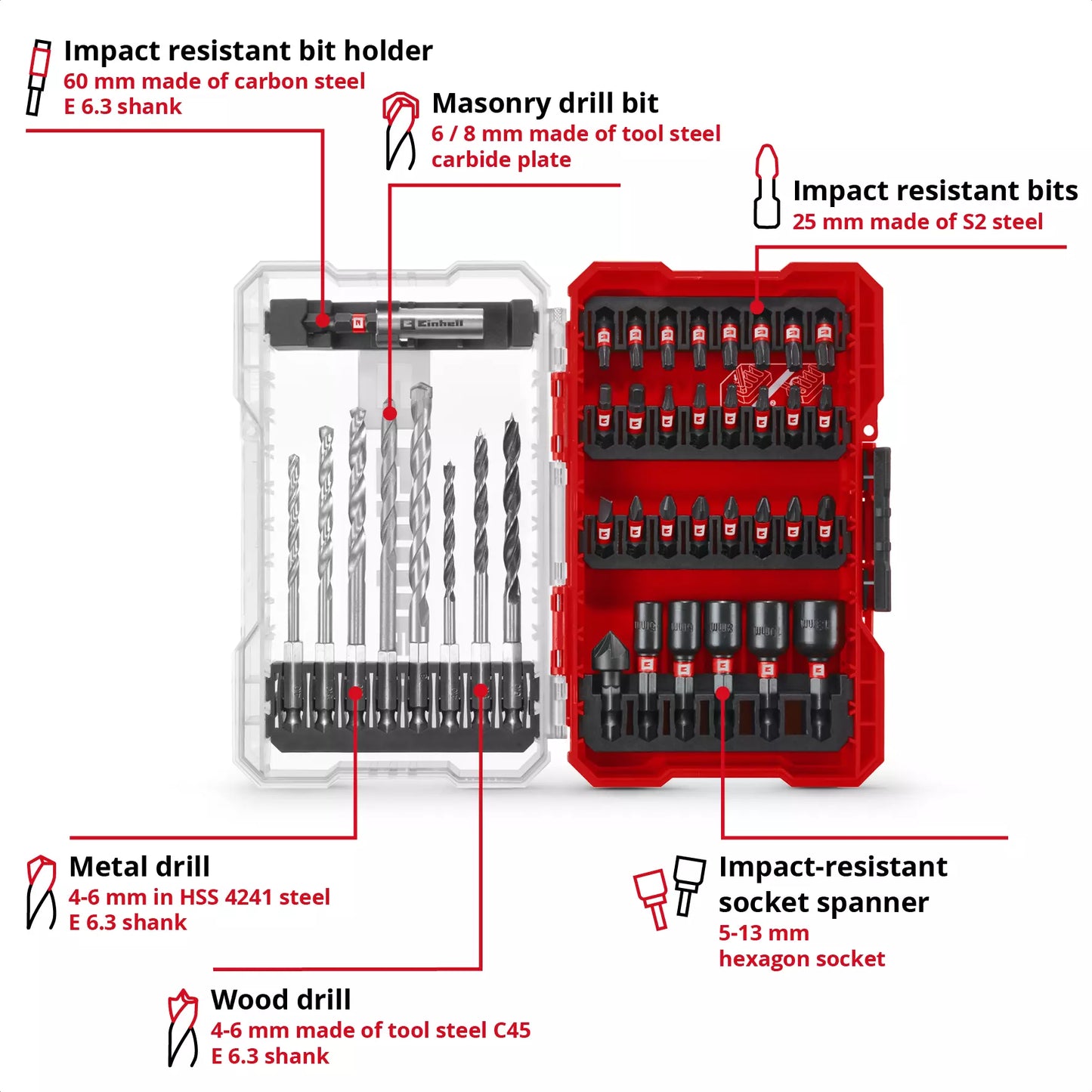Juego de puntas y brocas 39pcs M-CASE LS Einhell 49108759