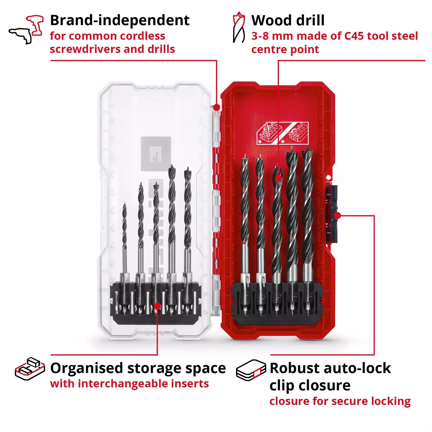 Juego de brocas para madera S-CASE LS 10pcs Einhell 49108733