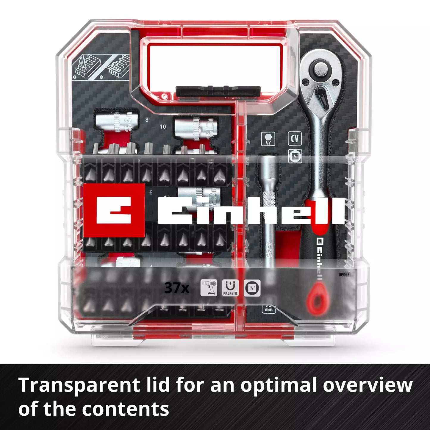 Juego de puntas y vasos L-CASE 37pcs LS Einhell 49109022