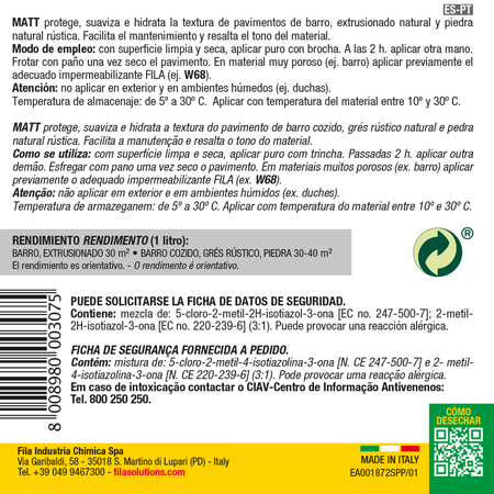 Flacone Cera Protettiva Effetto Opaco 1L Fila MATT