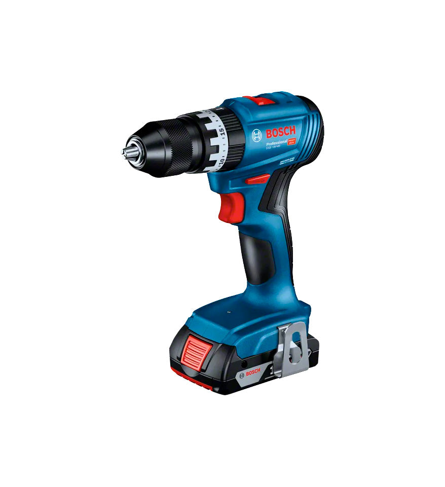 Trapano a percussione a batteria 18V 45Nm + 2Bat 2Ah + Caricabatterie + Valigetta Bosch GSB 18V-45