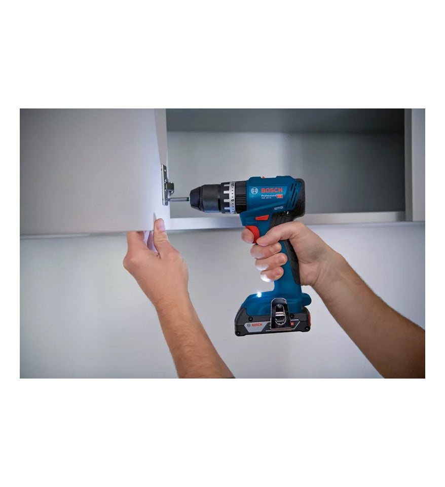 Trapano a percussione a batteria 18V 45Nm + 2Bat 2Ah + Caricabatterie + Valigetta Bosch GSB 18V-45
