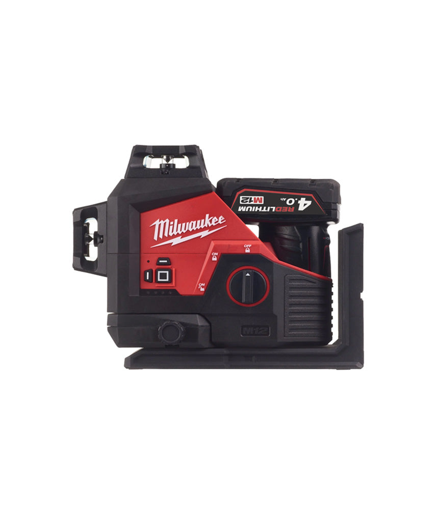 Livella laser a 3 linee verde Batteria M12 + caricatore + custodia Milwaukee M123PL-401C